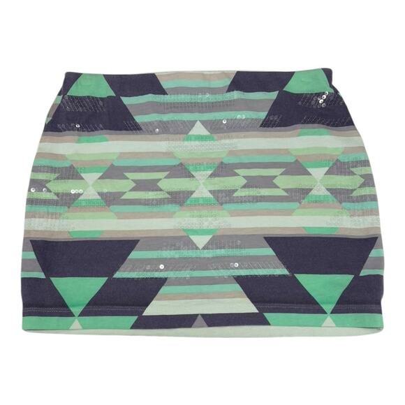 Express Skirt Women's XS Teal & Peach Aztec Print Sequin Mini Boho Lot of 2 - Picture 4 of 9